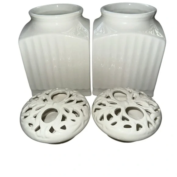 White Ceramic Sugar and Tea Canister Set - Picture 2 of 6